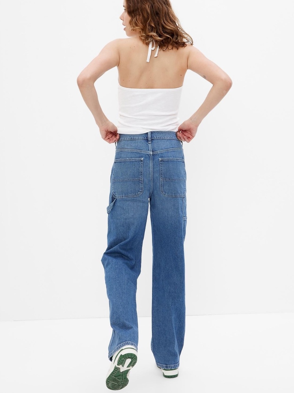 GAP High-Rise Straight Leg Carpinter Jeans in Medium Blue Wash